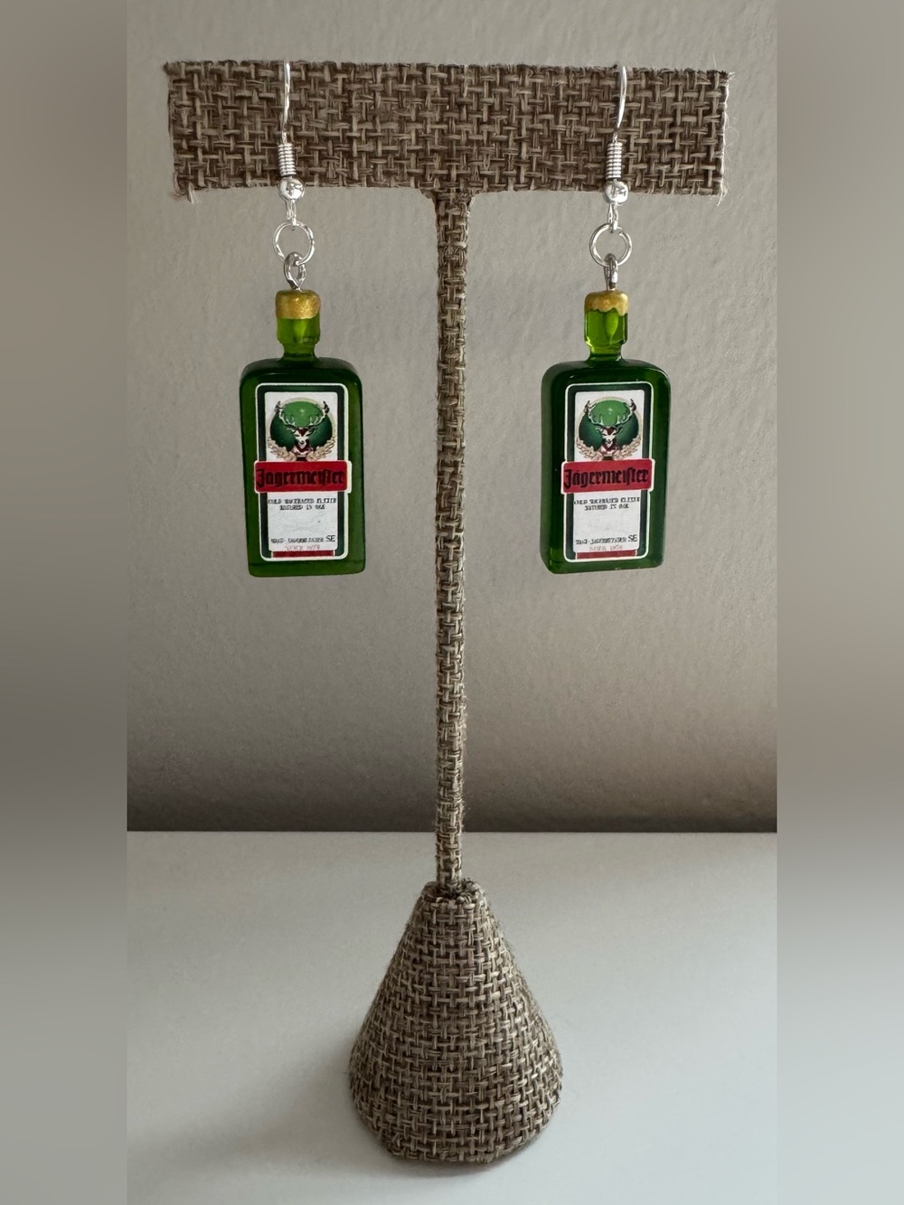 Jägermeister Bottle Dangle Earrings | Novelty Bar Jewelry | Statement Earrings
